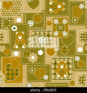 Senza cuciture da cuori e orsi (può essere ripetuto e scalato in qualsiasi dimensione) Illustrazione Vettoriale