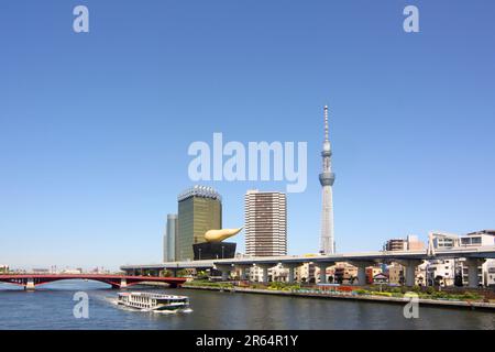 Sky Tree e barca turistica Foto Stock