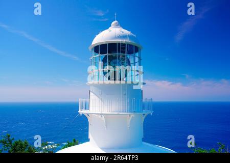 Faro di Capo Murato e barca Foto Stock