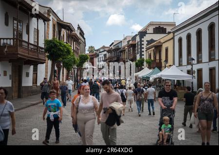 L'Ufficio informazioni turistiche Teror situato nel Municipio in una giornata di mercato Foto Stock