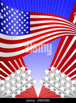 Sfondo patriottico Vector USA - tutti gli elementi possono essere utilizzati in modo indipendente Illustrazione Vettoriale