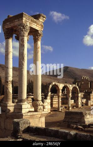 Il Medio Oriente, il Libano, la valle di Bekaa, Aanjar, Umayyad rimane Foto Stock