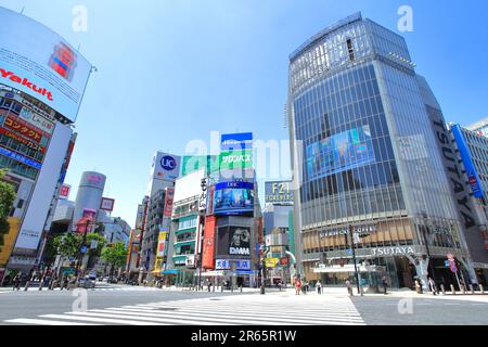 Stazione ferroviaria di Shibuya, Crosswalk Foto Stock