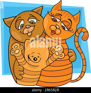 illustrazione della famiglia dei gatti allegri Illustrazione Vettoriale