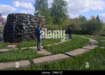 Il labirinto d'acqua al Castello di Hever, la casa d'infanzia di Anna Bolena. Foto Stock