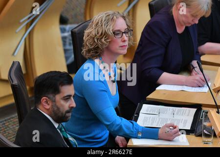 Edimburgo Scozia, Regno Unito 07 giugno 2023. Lorna Slater al Parlamento scozzese per una dichiarazione ministeriale sul sistema di restituzione dei depositi (DRS). credito sst/alamy notizie dal vivo Foto Stock