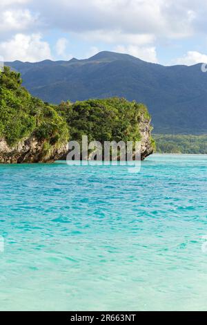 Una piccola isola sulla Baia di Kabira Foto Stock