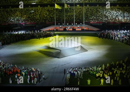 8 AGOSTO 2021 - Tokyo, Giappone: Artisti durante la cerimonia di chiusura dei Giochi Olimpici di Tokyo 2020 allo Stadio Olimpico (Foto: Mickael Chavet/RX) Foto Stock