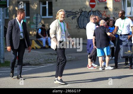 Praga, Repubblica Ceca. 07th giugno, 2023. Robbie Savage arriva prima della finale della UEFA Conference League tra Fiorentina e il prosciutto Unito ad ovest alla Fortuna Arena il 7th 2023 giugno a Praga, in Cechia. (Foto di Daniel Chesterton/phcimages.com) Credit: PHC Images/Alamy Live News Foto Stock