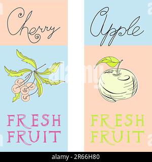 Striscioni con frutta Illustrazione Vettoriale