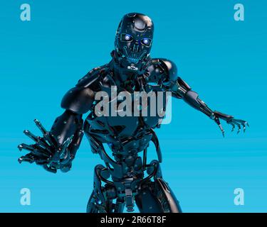 cranio super cyborg ti raggiungerà, illustrazione 3d Foto Stock