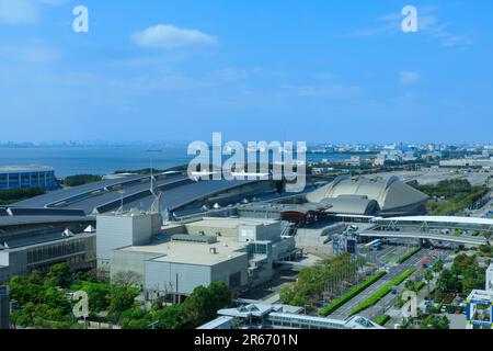 Makuhari Messe e Tokyo Bay Foto Stock