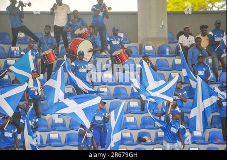 La Nigeria Professional Football League (NPFL) - partita della Super League tra Lobi Stars e Enyimba alla Mobolaji Bank, Anthony Stadium. Lagos, Nigeria. Foto Stock