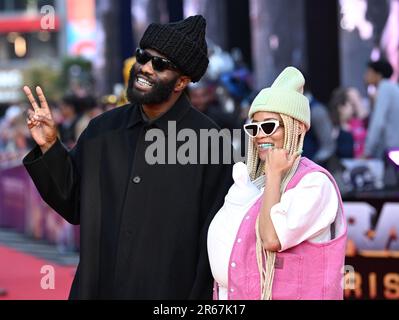 Londra, Regno Unito. 07th giugno, 2023. Londra, Regno Unito. Giugno 7th, 2023. Tobe Nwigwe e Martica 'Fat' Nwigwe arrivano al Transformers Rise of the Beasts European Premiere, Cineworld, Leicester Square, Londra. Credit: Doug Peters/Alamy Live News Foto Stock