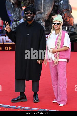 Londra, Regno Unito. 07th giugno, 2023. Londra, Regno Unito. Giugno 7th, 2023. Tobe Nwigwe e Martica 'Fat' Nwigwe arrivano al Transformers Rise of the Beasts European Premiere, Cineworld, Leicester Square, Londra. Credit: Doug Peters/Alamy Live News Foto Stock