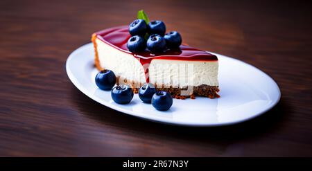Torta di chessecake al mirtillo primo piano shot gourmet Foto Stock
