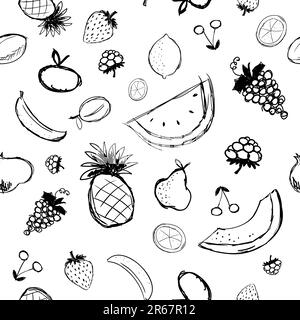 Frutti e bacche di schizzo, seamless sfondo per il vostro design Illustrazione Vettoriale