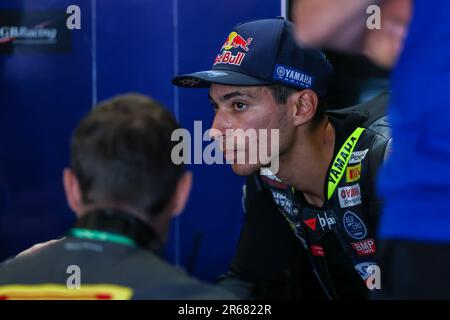 Misano Adriatico, Italia. 04th giugno, 2023. Toprak Razgatlioglu di Pata Yamaha Prometeon WorldSBK visto durante il Campionato Mondiale FIM SBK Superbike Pirelli Emilia-Romagna Round al circuito Mondiale di Misano. (Foto di Fabrizio Carabelli/SOPA Images/Sipa USA) Credit: Sipa USA/Alamy Live News Foto Stock