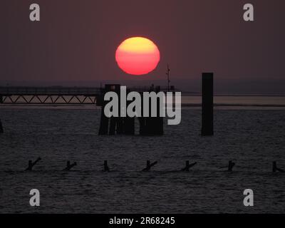 Sheerness, Kent, Regno Unito. 7th giugno, 2023. Meteo nel Regno Unito: Sunset in Sheerness, Kent. Credit: James Bell/Alamy Live News Foto Stock