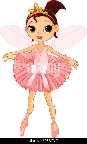 Illustrazione vettoriale della piccola e graziosa Fairy Ballerina Illustrazione Vettoriale