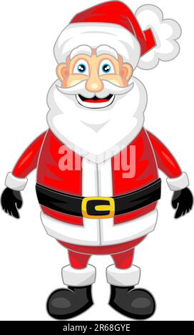 illustrazione vettoriale di babbo natale dall'aspetto carino e felice in piedi da solo. Nessun gradiente. Illustrazione Vettoriale