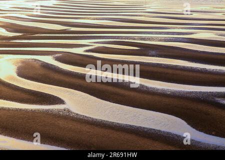 Modello di sabbia di Mikoshirai Beach e il mare Foto Stock