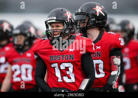 Stadio Harry della Russo. 3rd giugno, 2023. Massachusetts, USA; Abby Pelletier (13), il ricevitore di Boston Renegades, guarda in una partita del WFA tra i Boston Renegades e il Tampa Bay Inferno allo stadio Harry della Russo. (c) Burt Granofsky/CSM(Credit Image: © Burt Granofsky/Cal Sport Media). Credit: csm/Alamy Live News Foto Stock