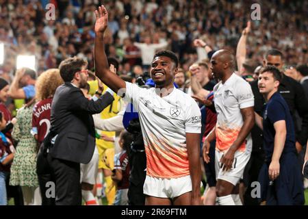 Praga, Repubblica Ceca. 07th giugno, 2023. Ben Johnson del prosciutto ad ovest Unito durante la finale della UEFA Conference League tra Fiorentina e il prosciutto ad ovest Unito alla Fortuna Arena il 7th 2023 giugno a Praga, in Cechia. (Foto di Daniel Chesterton/phcimages.com) Credit: PHC Images/Alamy Live News Foto Stock