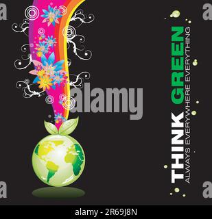 Sfondo astratto Think Green Planet Illustrazione Vettoriale