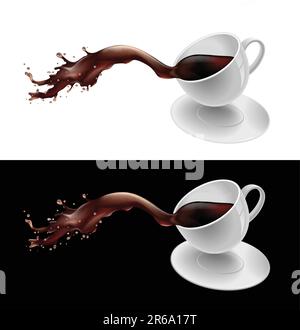 Immagine vettoriale di un caffè che fuoriesce da una tazza Illustrazione Vettoriale