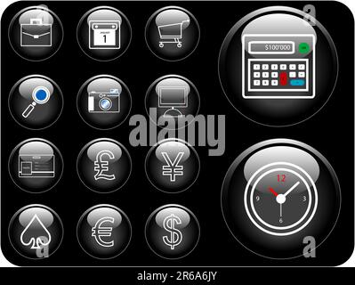 Icone vettoriali con tema finanziario e di sicurezza. Illustrazione Vettoriale