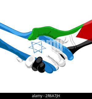 Illustrazione della pace tra Israele e Palestina su sfondo bianco Illustrazione Vettoriale