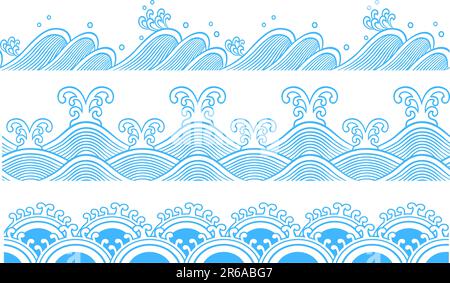 Ripetute delle onde oceaniche design pattern Illustrazione Vettoriale