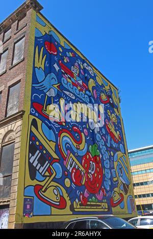 Neal Keating's - Somari - Sound of Freedom painting, NCP Hackins Hey, Quakers Alley, Eberle St, Liverpool , Merseyside, Inghilterra, Regno Unito, L2 2AG Foto Stock