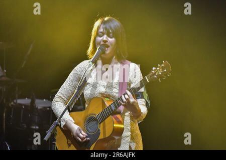 Carmen Consoli si esibisce durante il concerto dal vivo di Womad Roma Preview, il 7 giugno 2023, presso l'Auditorium Parco della Musica di Roma Foto Stock