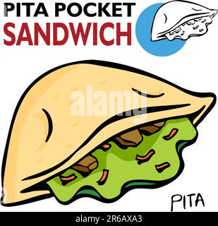 Una immagine di una pita sandwich tasca. Illustrazione Vettoriale