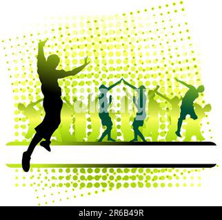 La vita del club, la gente ballare, fluente telaio Illustrazione Vettoriale