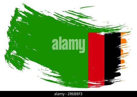 Sfondo del vettore indicatore del tratto del pennello Zambia. Banner isolato dipinto a mano in stile grunge zambiano. Illustrazione Vettoriale