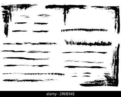 Elementi grunge - pagina intera di linee Grunge - elementi grunge vettoriali altamente dettagliati. Illustrazione Vettoriale