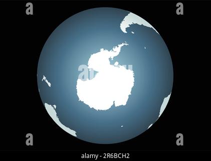 Antartide (vettore). Mappa accurata dell'antartide. Include le punte meridionali del Sud America, Australia e Africa Illustrazione Vettoriale