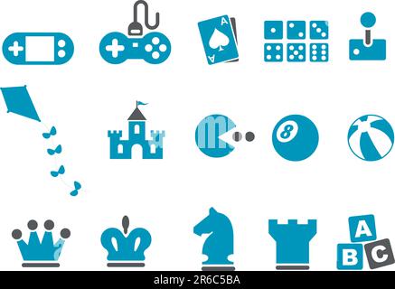 Vector icons pack - Blue Series, game collection Stock Vector