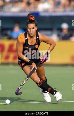 EINDHOVEN - Frederique Matla dei Paesi Bassi in azione contro l'Australia durante una partita di gruppo nel campo dell'hockey femminile della FIH Pro League. LEVIGATRICE AP KING Foto Stock