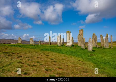 Il cerchio di pietra neolitico di Callanish (Calanais) Isola di Lewis Foto Stock