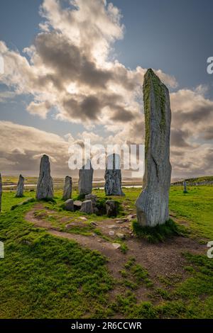 Il cerchio di pietra neolitico di Callanish (Calanais) Isola di Lewis Foto Stock