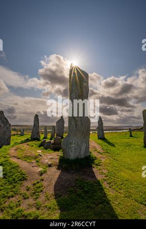 Il cerchio di pietra neolitico di Callanish (Calanais) Isola di Lewis Foto Stock