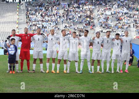 La Plata, Argentina. 8th giugno, 2023. Team di Israele prima della partita semifinale della Coppa del mondo FIFA U20 allo stadio Diego Maradona ( Credit: Néstor J. Beremblum/Alamy Live News Foto Stock