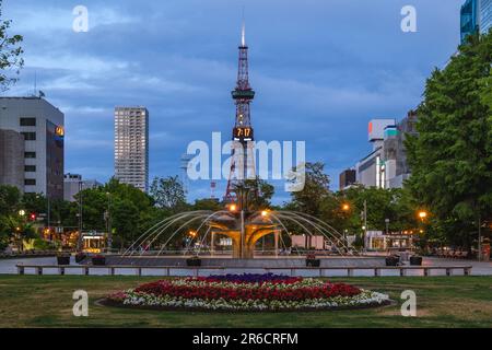 Torre della TV di Sapporo al Parco Odori, a Sapporo, Hokkaido, Giappone Foto Stock