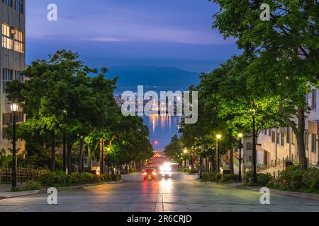 Scenario di Hachiman zaka Slope a Hakodate, Hokkaido, Giappone Foto Stock