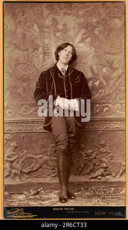 Oscar Wilde (1854-1900), poeta e drammaturgo irlandese, ritratto integrale, Napoleone Sarony, 1882 Foto Stock