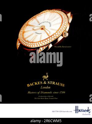 Backes & Strauss Luxury Diamond Watches pubblicizza in una rivista 2014 Foto Stock